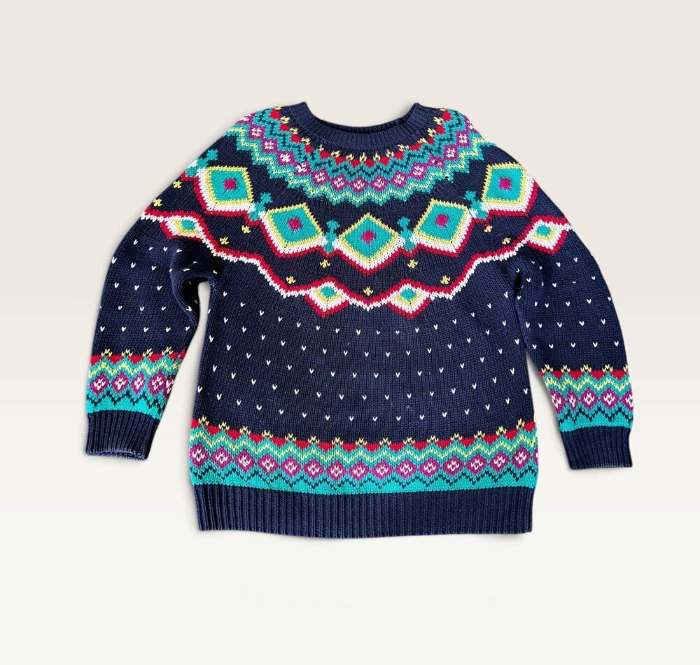 Vintage 80s 90s Complements Fair Isle Nordic Chunky Knit Sweater Women's Small